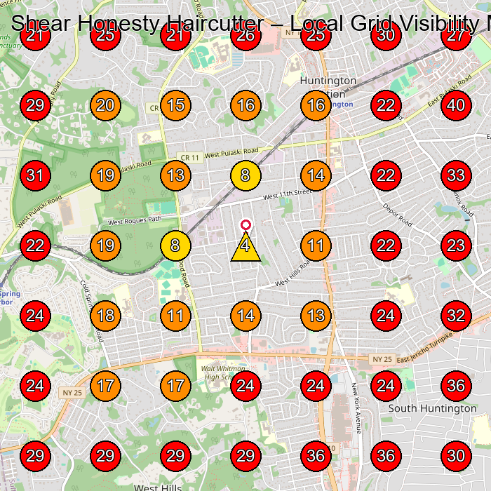Shear Honesty Haircutter GeoGrid visibility map for Hair Salon in None